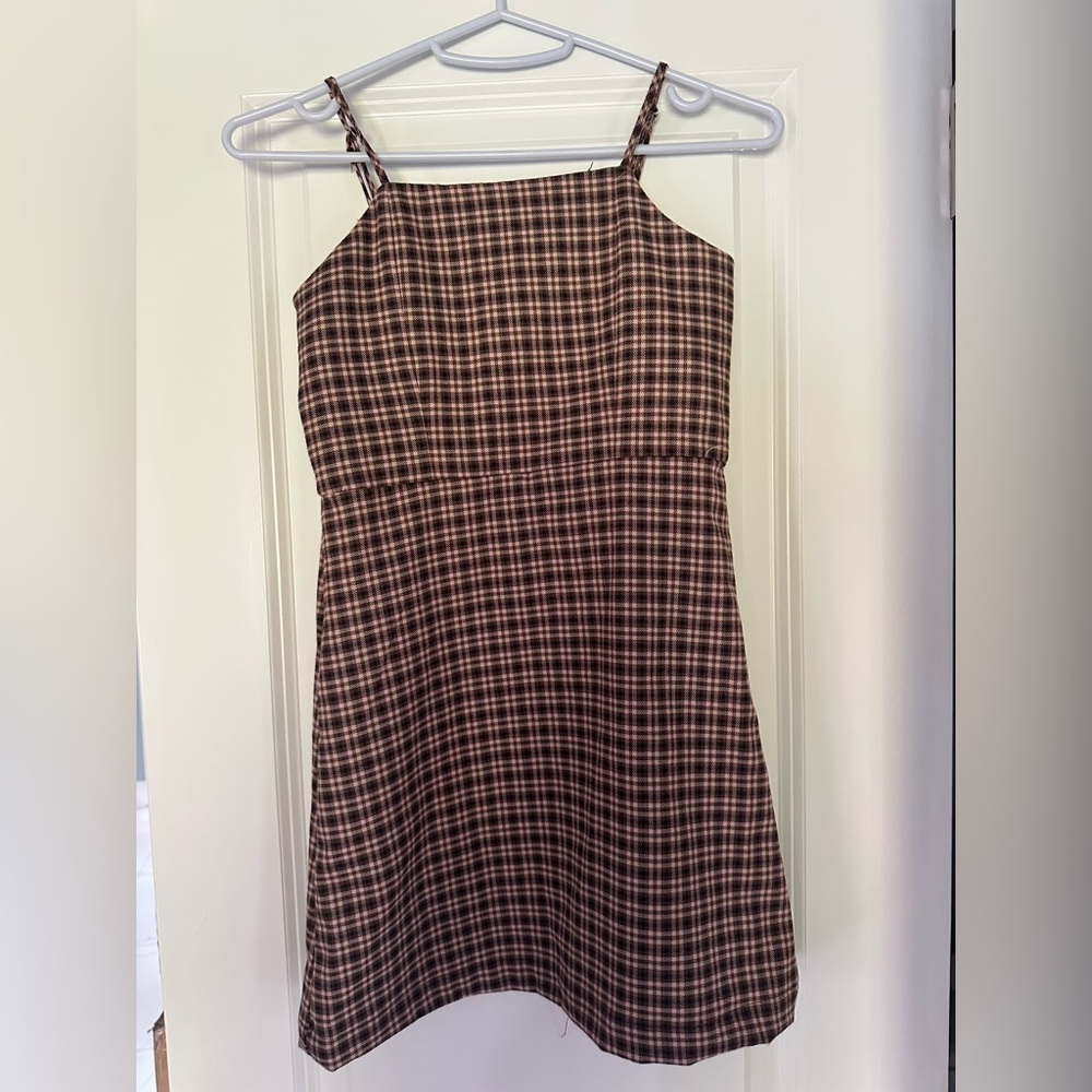 NWT, Girls Size 8, A-Line Plaid Brown Dress